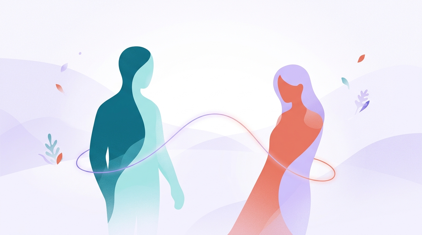Deux silhouettes reliées par un fil : les façons de s’attacher